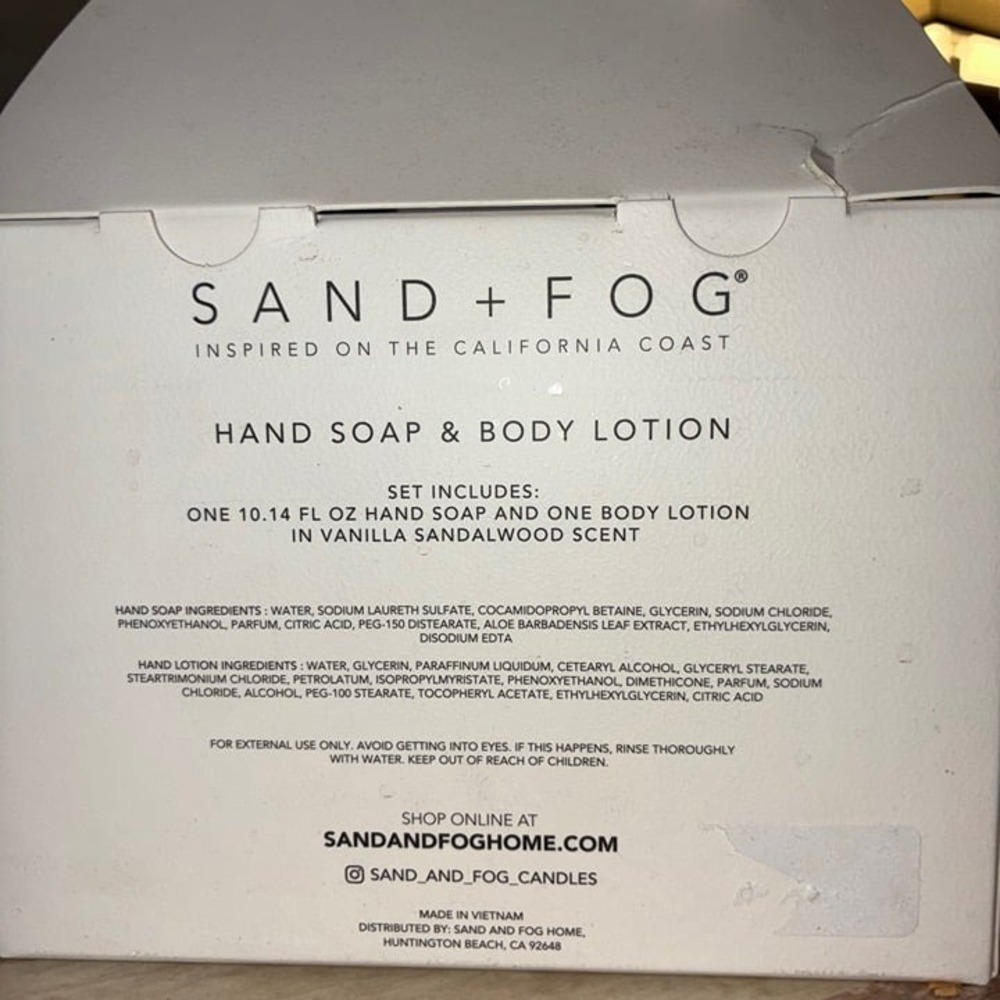 Sand + Fog Vanilla Sandalwood Hand Soap + Lotion Set NIB‎ Coastal Neutral - Picture 3 of 3